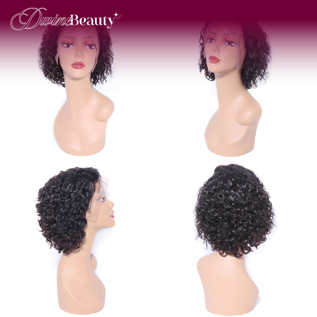Pixie Cut Lace Wig Preplucked Short Human Hair Wigs Curly 13x4 Lace Glueless Wigs