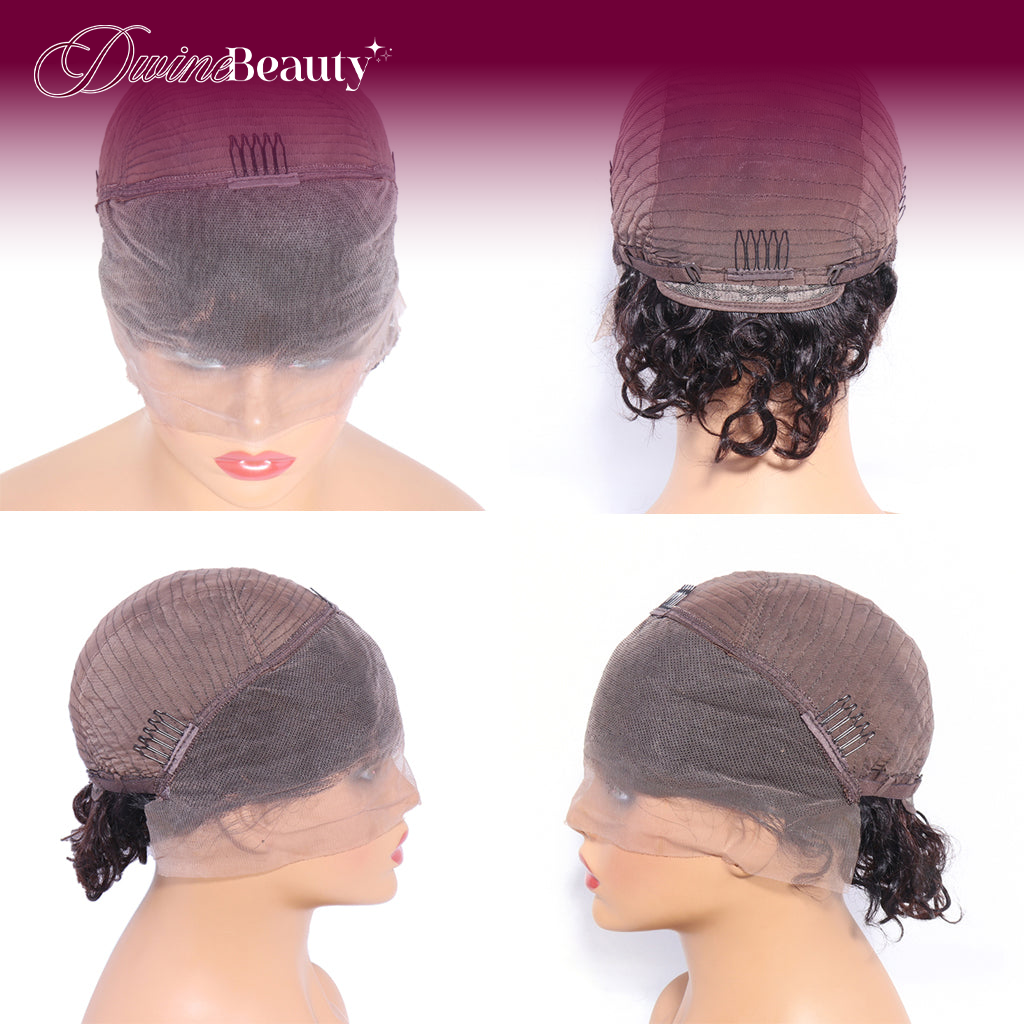 Pixie Cut Lace Wig Preplucked Short Human Hair Wigs Curly 13x4 Lace Glueless Wigs