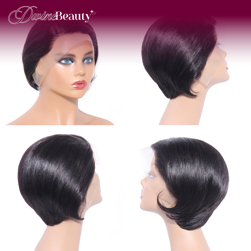 Straight Short Cut Lace Wig 130% 13x4 Front Lace Brazilian Human Hair Wigs