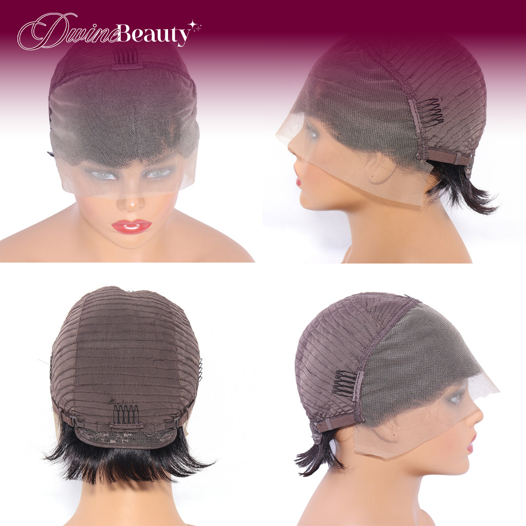 Straight Short Cut Lace Wig 130% 13x4 Front Lace Brazilian Human Hair Wigs